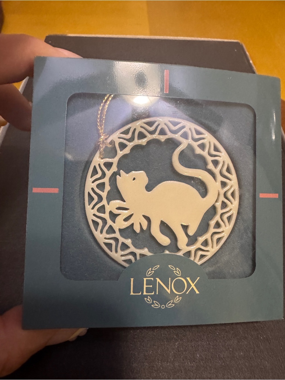 Lenox Yuletide series cat Christmas ornament